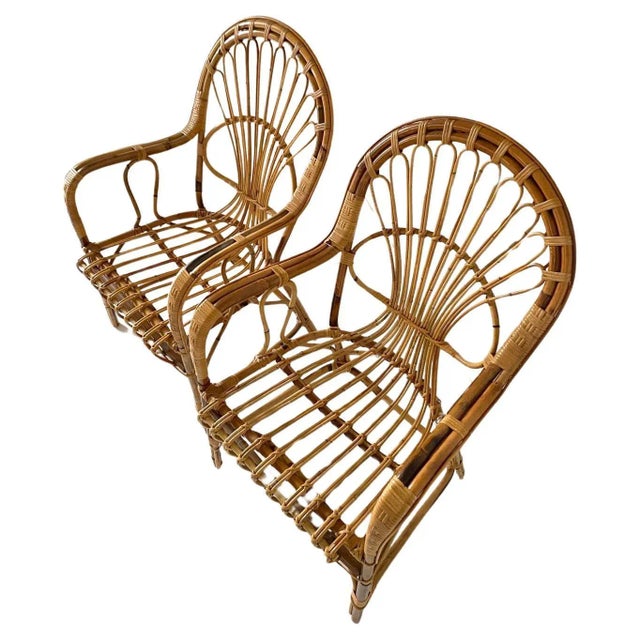 Brown Bamboo and Wicker Sofa and Armchairs, 1960s, Set of 3 For Sale - Image 8 of 10