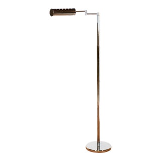 1960s Walter Von Nessen Modern Chrome Adjustable Floor Lamp For Sale