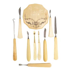 Antique French Ivory & Celluloid Vanity Collection, Set of 10