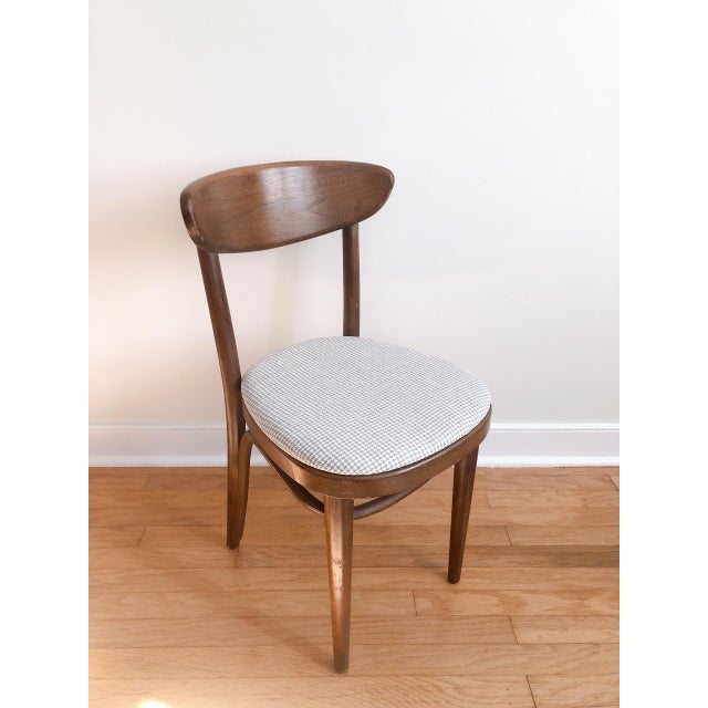 1960s Thonet Bentwood Banana Side Chair Houndstooth Upholstery, Dark Stain For Sale - Image 6 of 7