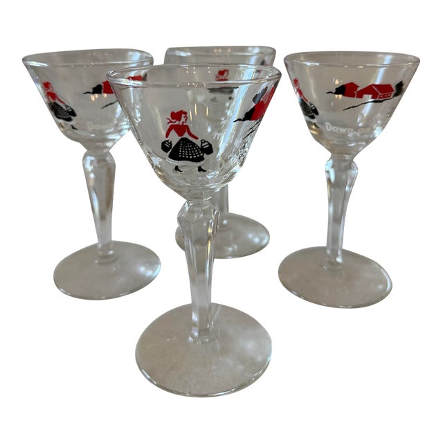 Mid 20th Century Down on the Farm Cordial Glasses by Libbey - Set of 4 For Sale