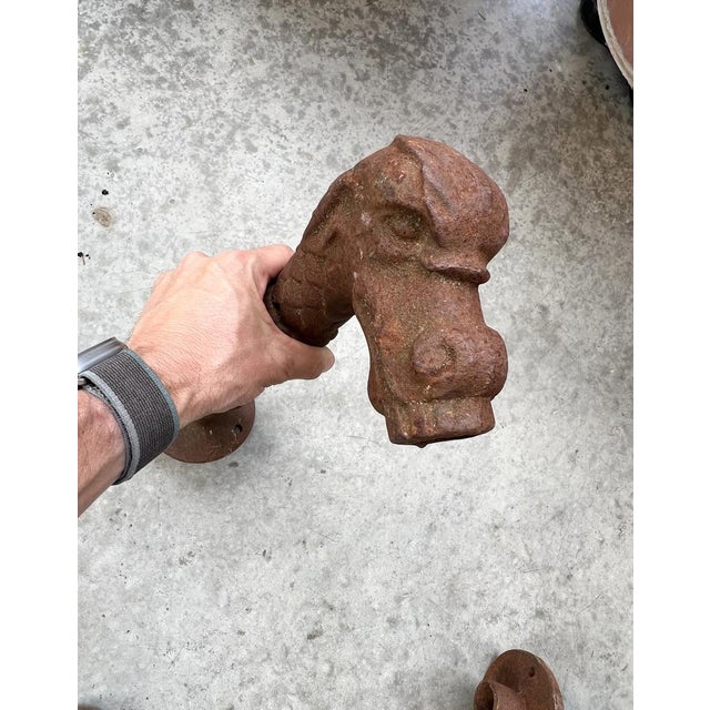 Pricing is for one spout. More information coming soon… Well-oxidized cast iron fountain spouts from France, depicting...