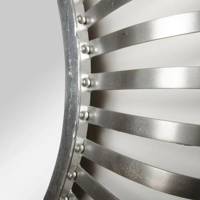 1960s C. 1960 Mid-Century Modern Round Industrial-Style Silver Coated Mirror For Sale - Image 5 of 7