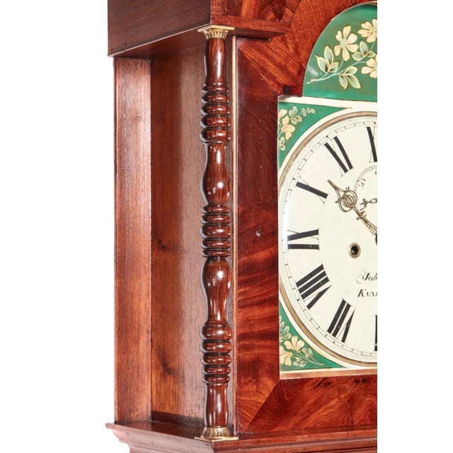 Antique Mahogany 8 Day Painted Face Longcase Clock For Sale - Image 5 of 12