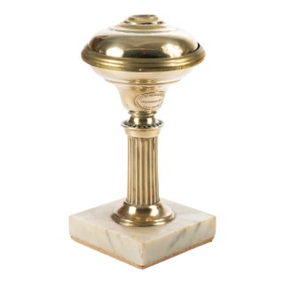 1840 Small Brass Astral Lamp on Square Marble Base by Dietz & Co. For Sale