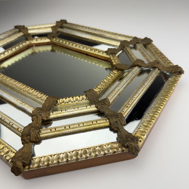 Brown Vintage Octagonal Murano Mirror, Italy, 1950s For Sale - Image 8 of 18