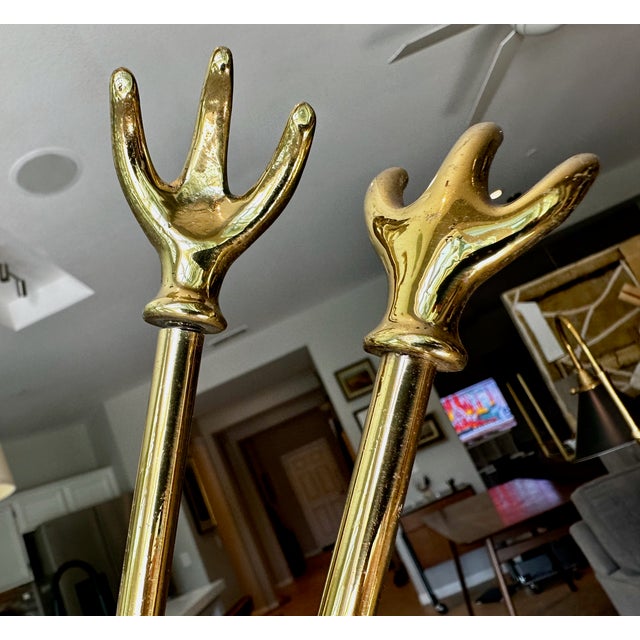 Equestrian Cast Brass Fireplace Tools Horse Head Motif For Sale - Image 9 of 16