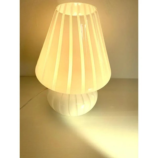 White Modern Striped Milky-White Fungo Murano Glass Style Table Lamp by Simoeng For Sale - Image 8 of 9