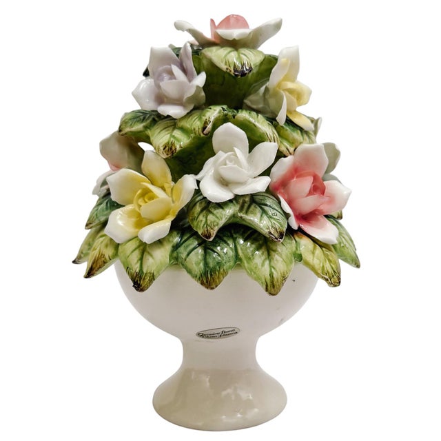 Mid 20th Century Small Scale Bone China Hand-Painted Floral Topiary For Sale - Image 4 of 7