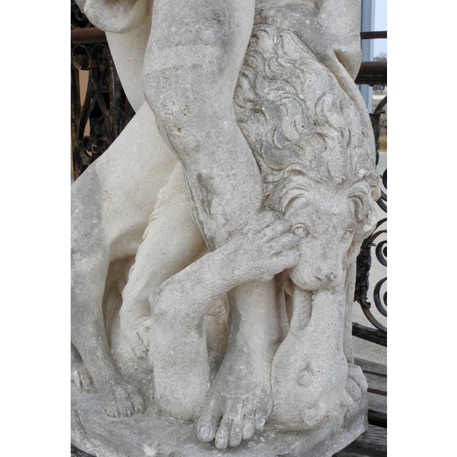 Late 19th Century Hand-Carved Limestone Statue Hercules "The Kill" For Sale - Image 4 of 11