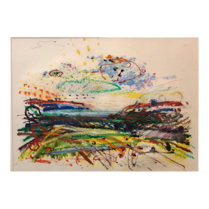 John EvansUntitled Abstract Landscape Oil Pastel Painting Figurative Abstraction, 1995