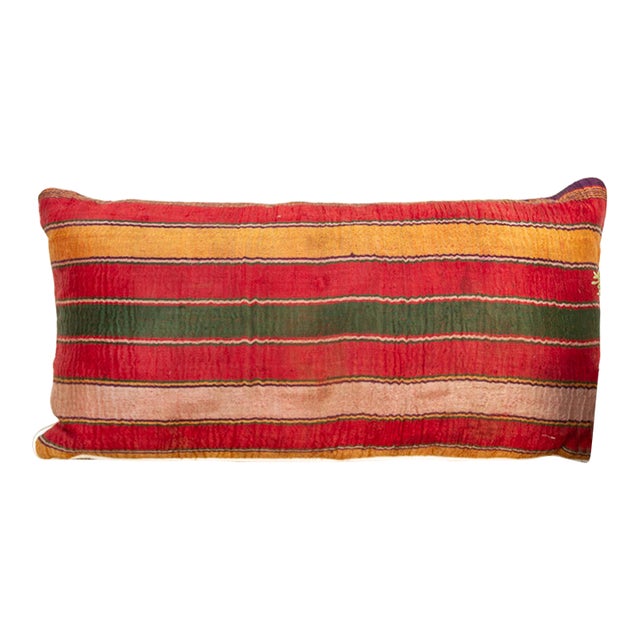Kaya Striped Gujarati Mashru Lumbar Pillow For Sale