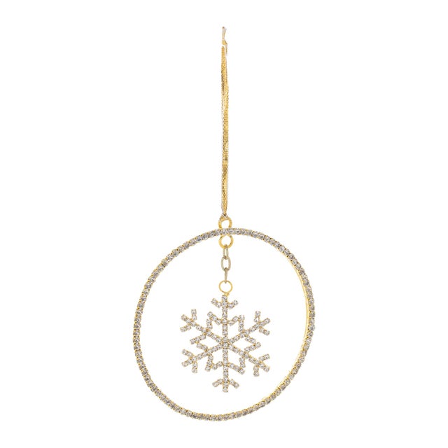 Contemporary Jeweled Metal Hanging Snowflake Ornament (Set of 12) For Sale - Image 3 of 5