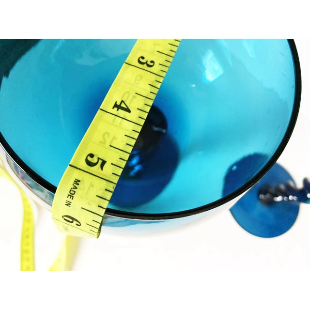 Royal Blue Vintage Mid Century Twisted Stem Art Glass Royal Blue Snifters- a Pair For Sale - Image 8 of 8