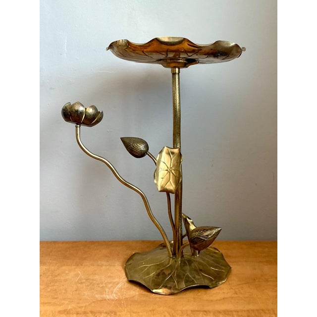 Vintage Carole Stupell Brass Lotus Leaf Accent Table For Sale - Image 14 of 14
