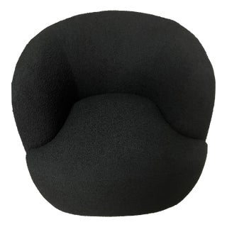 Cb2 Black Boucle Gwyneth Swivel Chair For Sale
