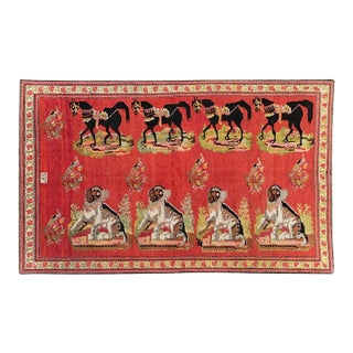 Galerie Shabab Collection Mid-20th Century Handmade Caucasian Karabagh Pictorial Accent Rug For Sale