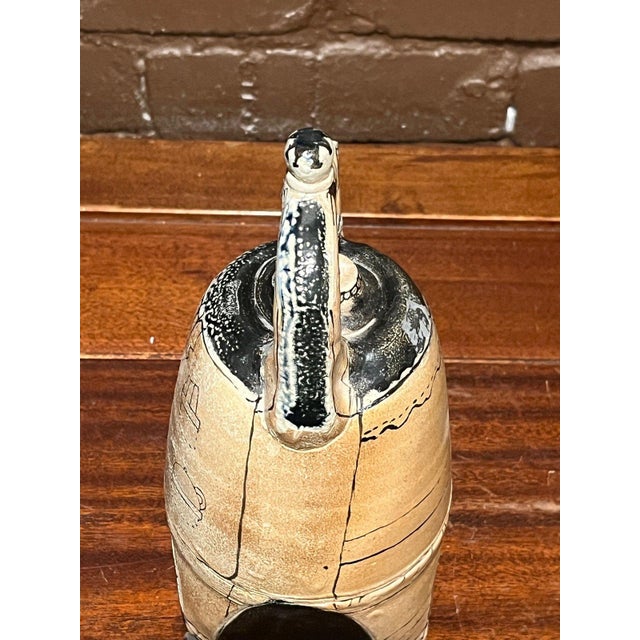 Black Late 20th Century Gerry Wallace Studio Art Pottery Whimsical Figural Teapot Vessel For Sale - Image 8 of 9