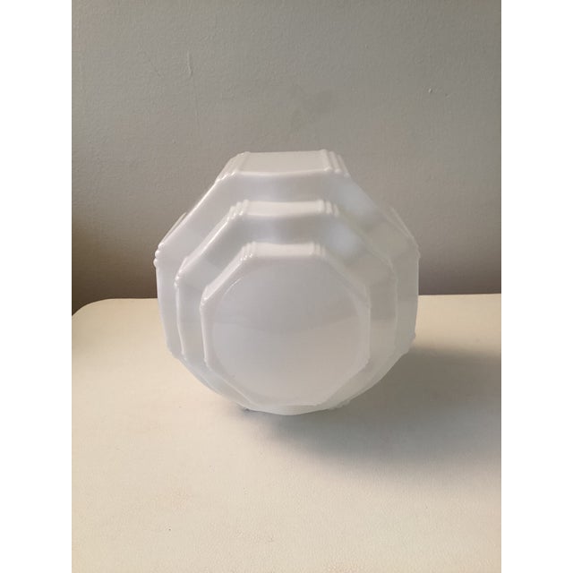 White 1930s Art Deco Stepped Skyscraper Milk Glass Shade For Sale - Image 8 of 11