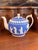 Victorian Early 20th Century Copeland Spode Jasperware Style Antique Blue and White Teapot For Sale - Image 3 of 13