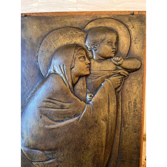 Georges Mathey, Large Bas Relief, 1912, Bronze & Oak For Sale - Image 3 of 15