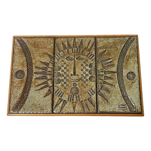 French Wall Hanging Tile Tableau by Roger Capron, 1960s For Sale