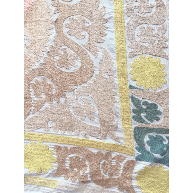 Suzani Wall Tapestry - Neutral Tan Tashkent Embroidery For Sale In New York - Image 6 of 8