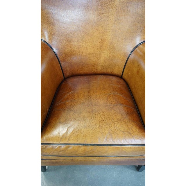Leather Armchair in a Light Cognac Color For Sale - Image 6 of 12