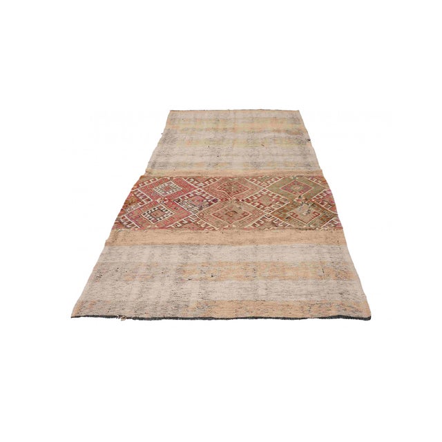 Mid-Century Modern Vintage Turkish Embroidered Kilim Rug - 4`4″ X 9`4″ Ft. For Sale - Image 3 of 6