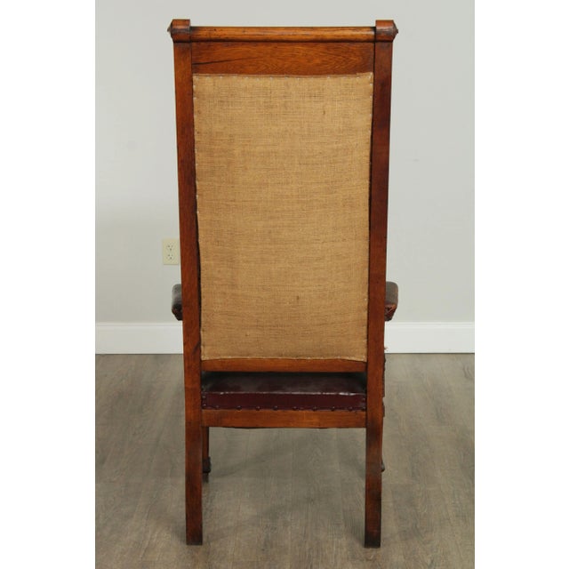 Late 19th Century Antique Victorian Oak High Back Masonic Armchairs - A Pair For Sale - Image 5 of 13