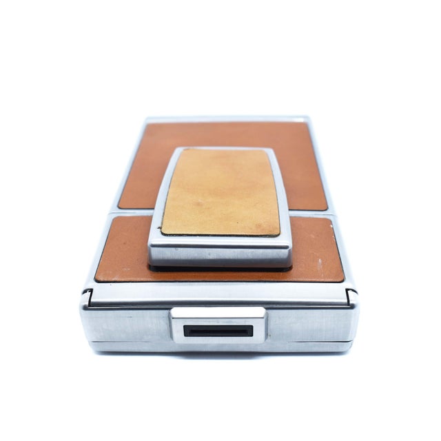 Brown Original Mid-Century Polaroid Sx-70 Land Folding Camera With Tan Leather and Chrome Finish For Sale - Image 8 of 11