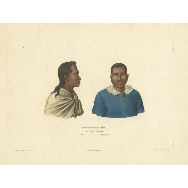 Duperrey, Illustration of Otouré and Oupaparou, Heads of the Island of Tahiti, Print For Sale - Image 3 of 6