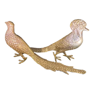 Pair of Early 20th Century Wildwood Brass Pheasants