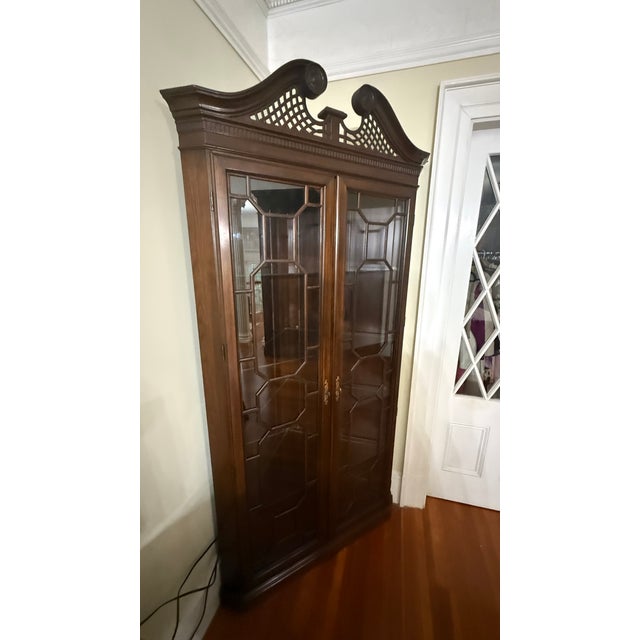 Hekman Furniture Hekman Attributed Mahogany Corner Display Cabinet For Sale - Image 4 of 16