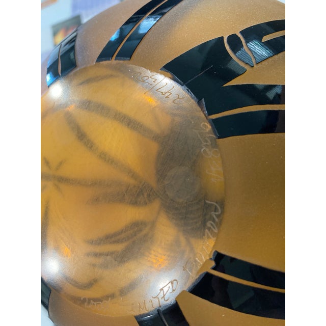 Contemporary Correia Art Glass and Black Cameo Style Bamboo Vase Limited Edition For Sale - Image 3 of 6