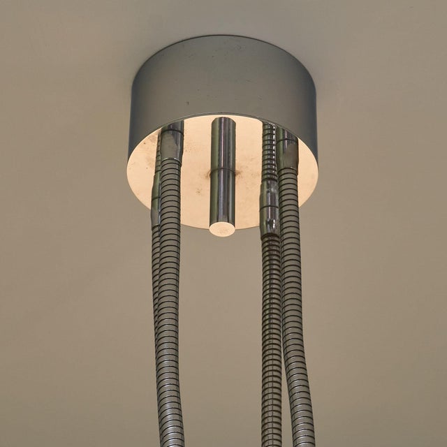 Metal Chrome-Plated Ceiling Light with 4 Flexible Arms by Goffredo Reggiani, Italy, 1970s For Sale - Image 7 of 8