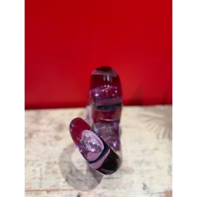 Mid-century modern Murano glass sculpture in unusual lavender glass. Color changes to variations of purples when in light....