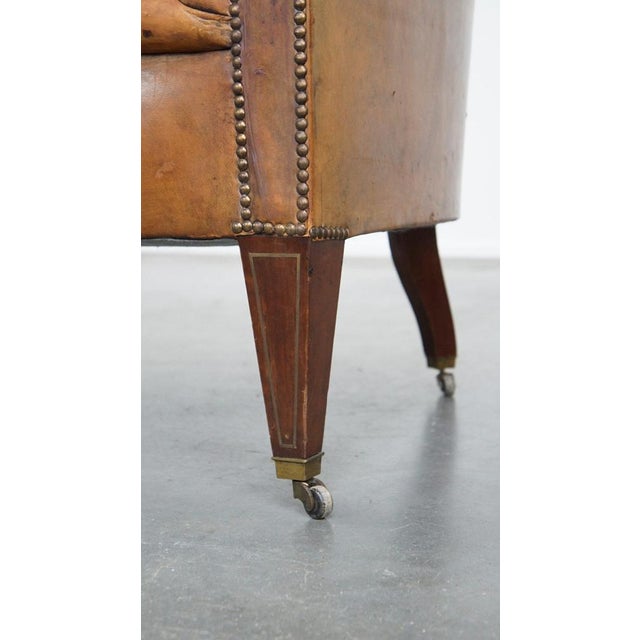 Antique Chesterfield Club Chair in Sheepskin For Sale - Image 11 of 15