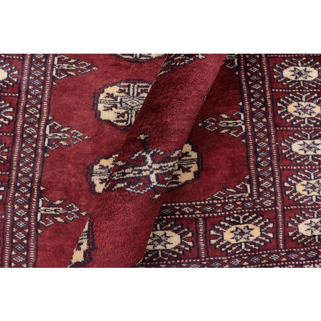 Tribal Bokhara Maroon/Gray Hand Knotted Wool Rug For Sale In New York - Image 6 of 9