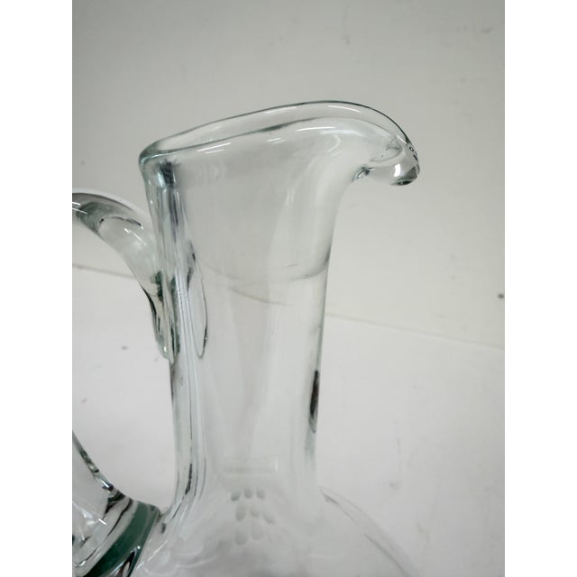 Vintage 1980s Etched Crystal Grape Vine Wine Decanter With Handle & Ball Stopper For Sale - Image 12 of 16
