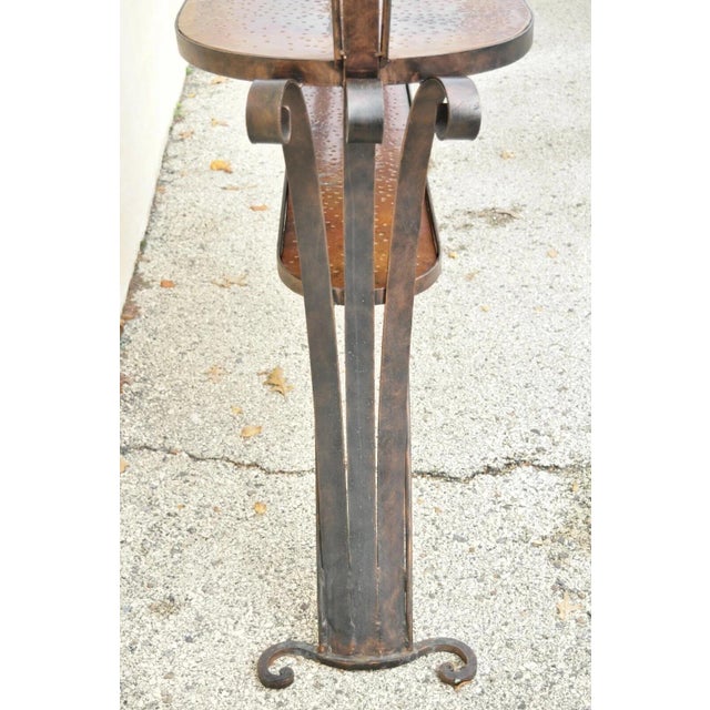 Brown French Art Nouveau Brutalist Mid Century Scrolling Iron Kitchen Island Bar Table For Sale - Image 8 of 12