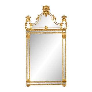 Large Late 20th Century Louis XVI Style Gilt Framed Mirror by Deknudt For Sale