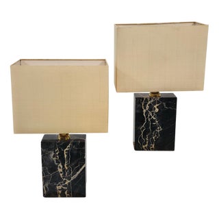 Mid-Century Hollywood Regency Marble Table Lights, 1960s, Set of 2 For Sale