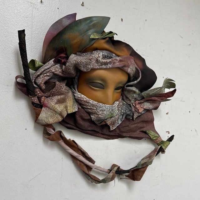 Abstract Dominique Caron Handmade Leather Art Mask For Sale - Image 3 of 12