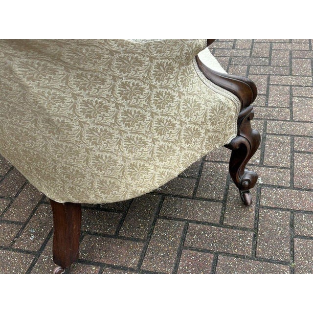Victorian Sofa with Buttoned Back, Cabriole Legs & Brass Castors For Sale - Image 17 of 18