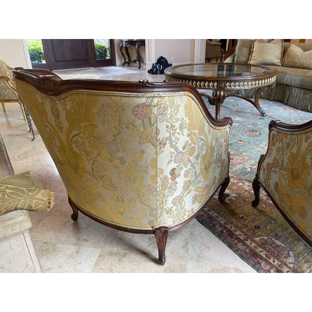Henredon Pair of Henredon Bergere Chairs Louis XVI Style Soft Green For Sale - Image 4 of 9