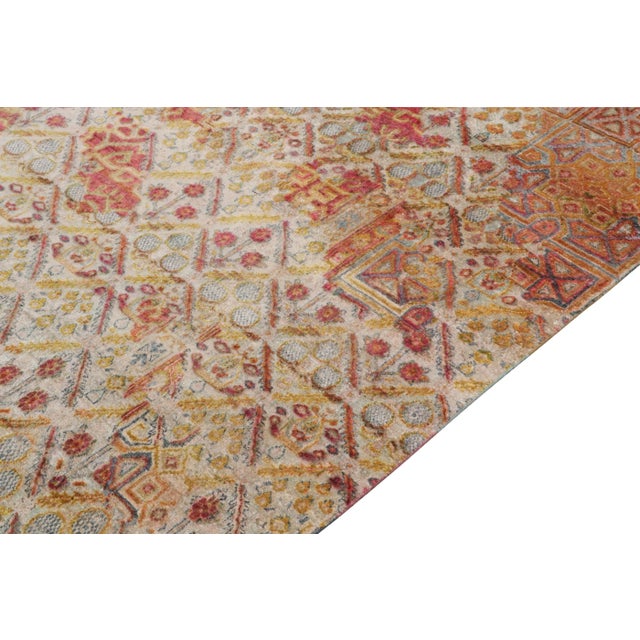 Rug & Kilim’s Hand-Knotted Floral Rug in Red, Gold, Blue Geometric Pattern For Sale In New York - Image 6 of 7