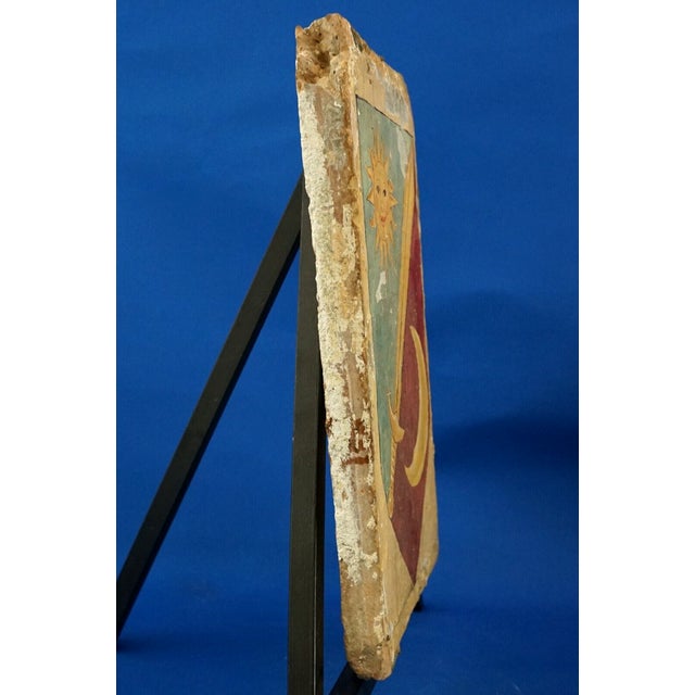 16th Century Renaissance Ceramic Tile with Heraldic Coat of Arms with Sun and Moon from the Abbey of Mirasole Milan, Italy For Sale - Image 5 of 18