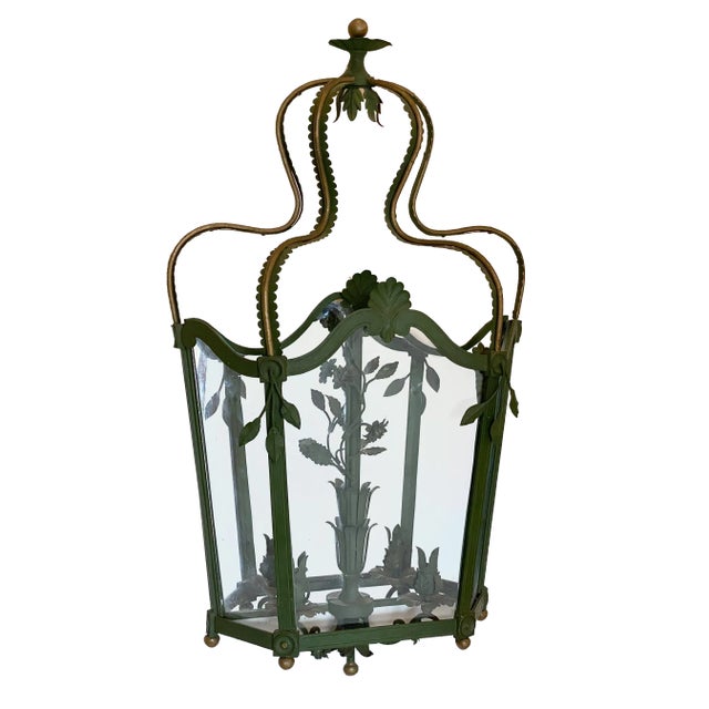 Lacquered Iron Wall Lantern, 1940s For Sale