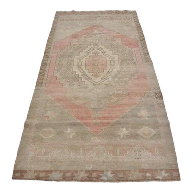 1960s Pastel Peach Hallway Rug For Sale